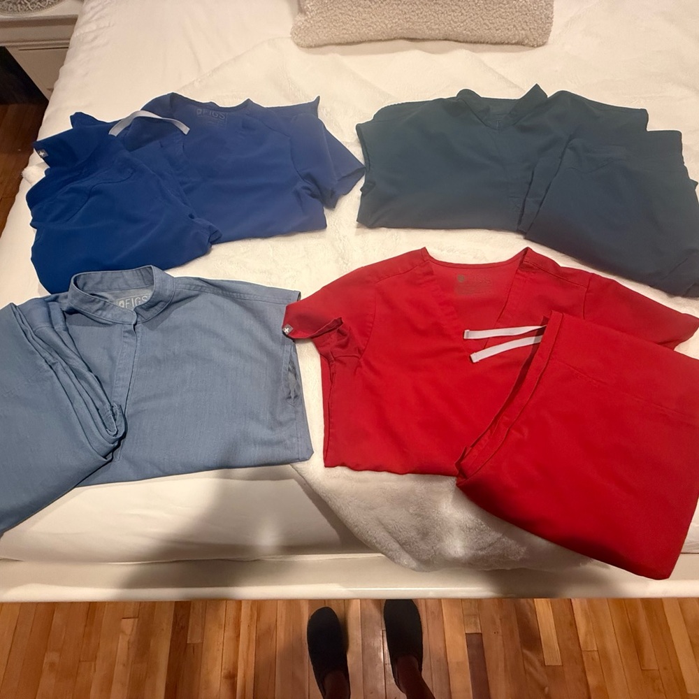 Figs Women's Button Down Shirts - Blue, Red, Green